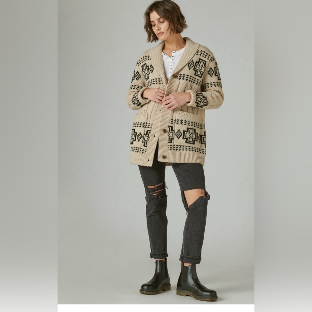 Iconic Pendleton Harding Lambswool Cable Cardigan… - image 3